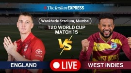 ENG vs WI LIVE Score: Follow England vs West Indies T20 World Cup 2026 match happening in Mumbai on Wednesday.