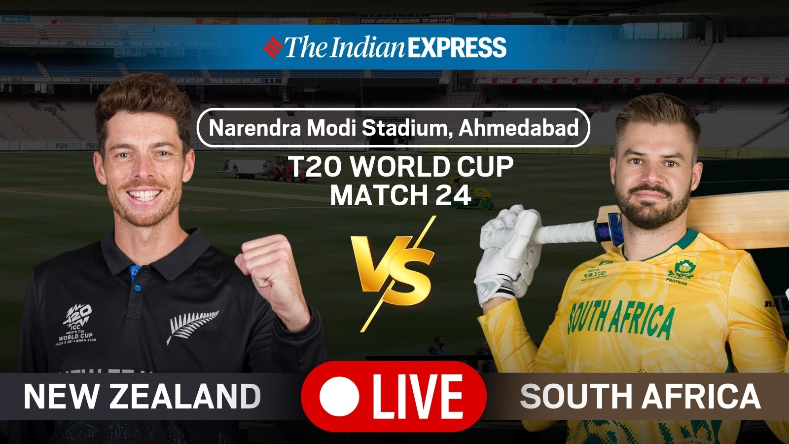 Follow New Zealand vs South Africa match Live from Ahmedabad.
