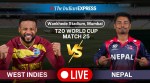 WI vs NEP LIVE Score Updates T20 World Cup: Follow West Indies vs Nepal match Live from Mumbai.