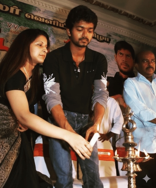 Vijay and wife Sangeetha