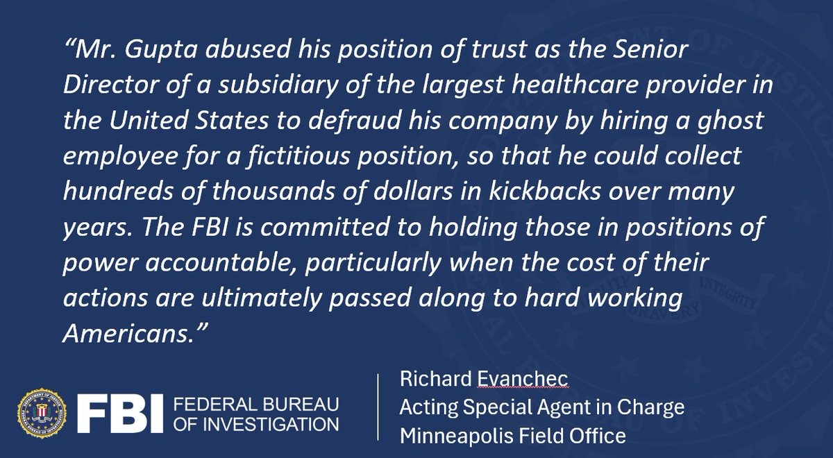 Karan Gupta Optum fraud conviction 2026, Optum ghost employee scheme Minneapolis, Karan Gupta UnitedHealth Group kickbacks,