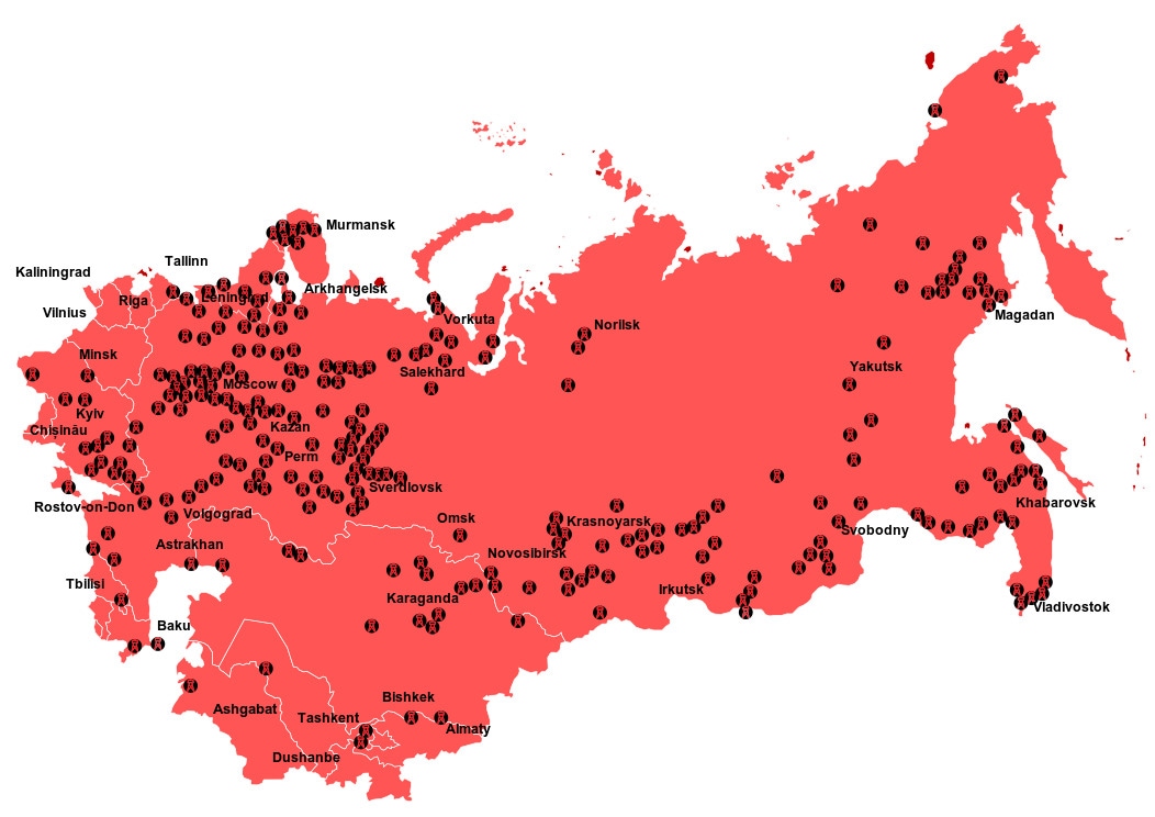 Extent of the Gulag camps