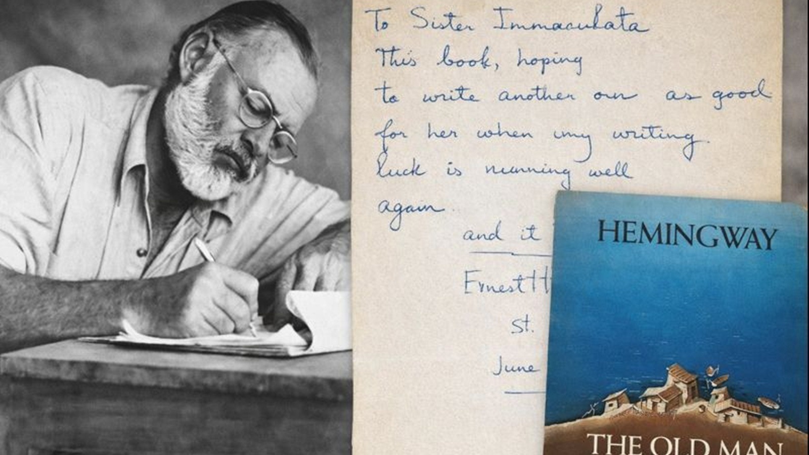 ‘When my writing luck is running well again…’: Hemingway’s final inscription written weeks before his death come to light