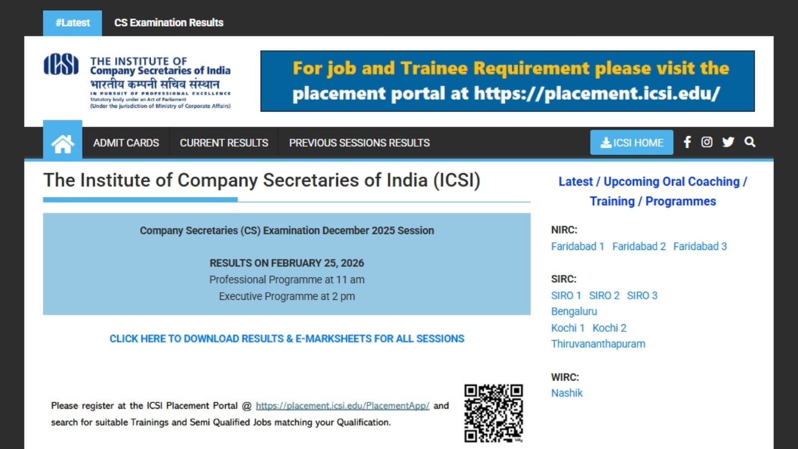 ICSI December 2025 Results