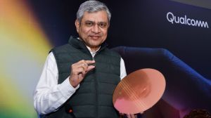 Union minister Ashwini Vaishnaw at Qualcomm’s design centre in Bengaluru during the announcement of the company’s 2 nm semiconductor design tape-out. (ExpressI Image/ Qualcomm)