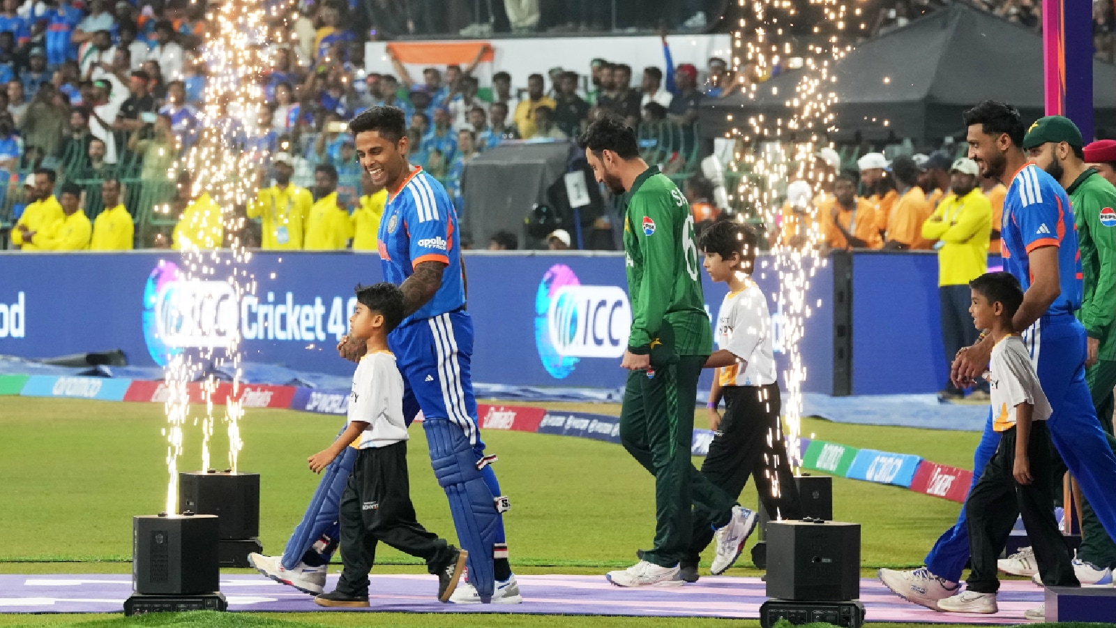Pakistan and India players during a tense T20 World Cup encounter