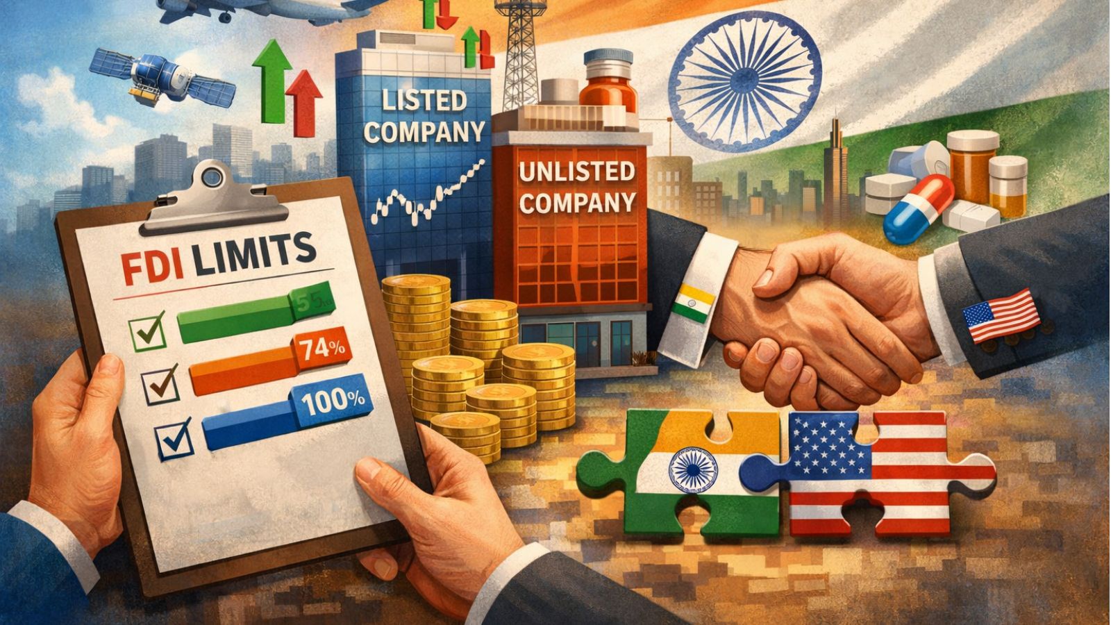 Graded investment limits within sectoral caps; uniform FDI definition for listed, unlisted cos on the anvil