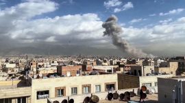 Smoke rises from the site of a missile attack in Tehran WANA, (Iran/ANI Video Grab)