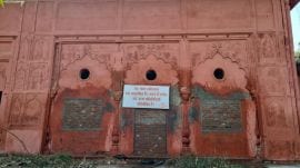Lal Baradari is a Mughal-era structure located within the Lucknow University campus. A notice has been put up declaring it dangerous.