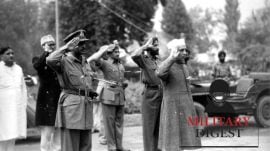 A picture of Jawaharlal Nehru with Army