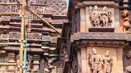 Carved sculptures adorn the exterior of the temple. (Ankita Deshkar)