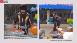 Mumbai pani puri vendor water gun