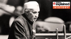 Jawaharlal Nehru addressing UN diplomats in the UN's General Assembly Hall, New York, December 1956.
