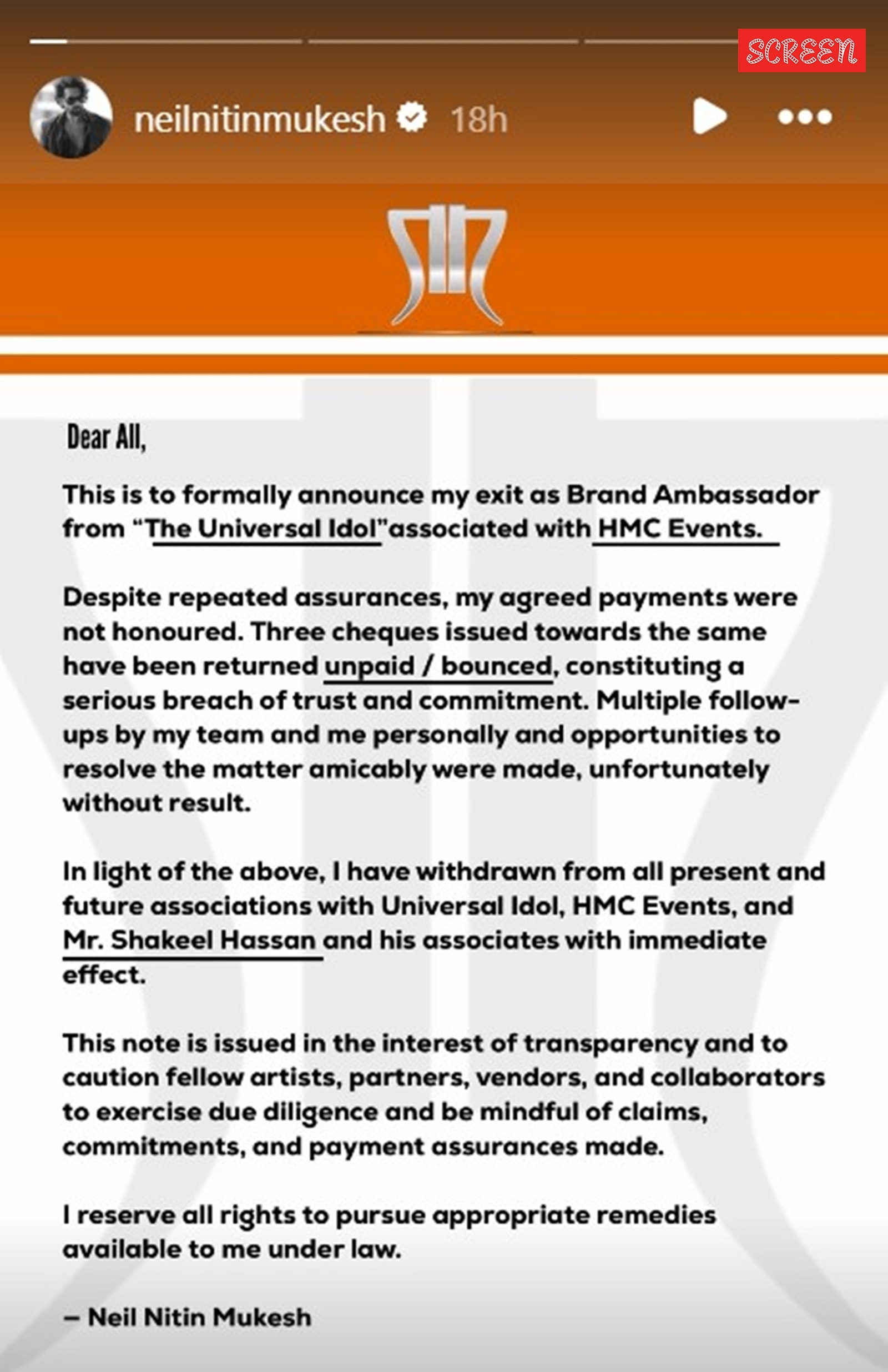 Neil Nitin Mukesh The Universal Idol controversy