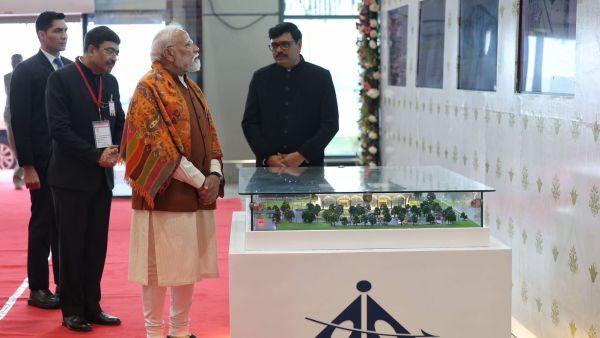 PM Modi during virtual inauguration of Halwara airport from Adampur.