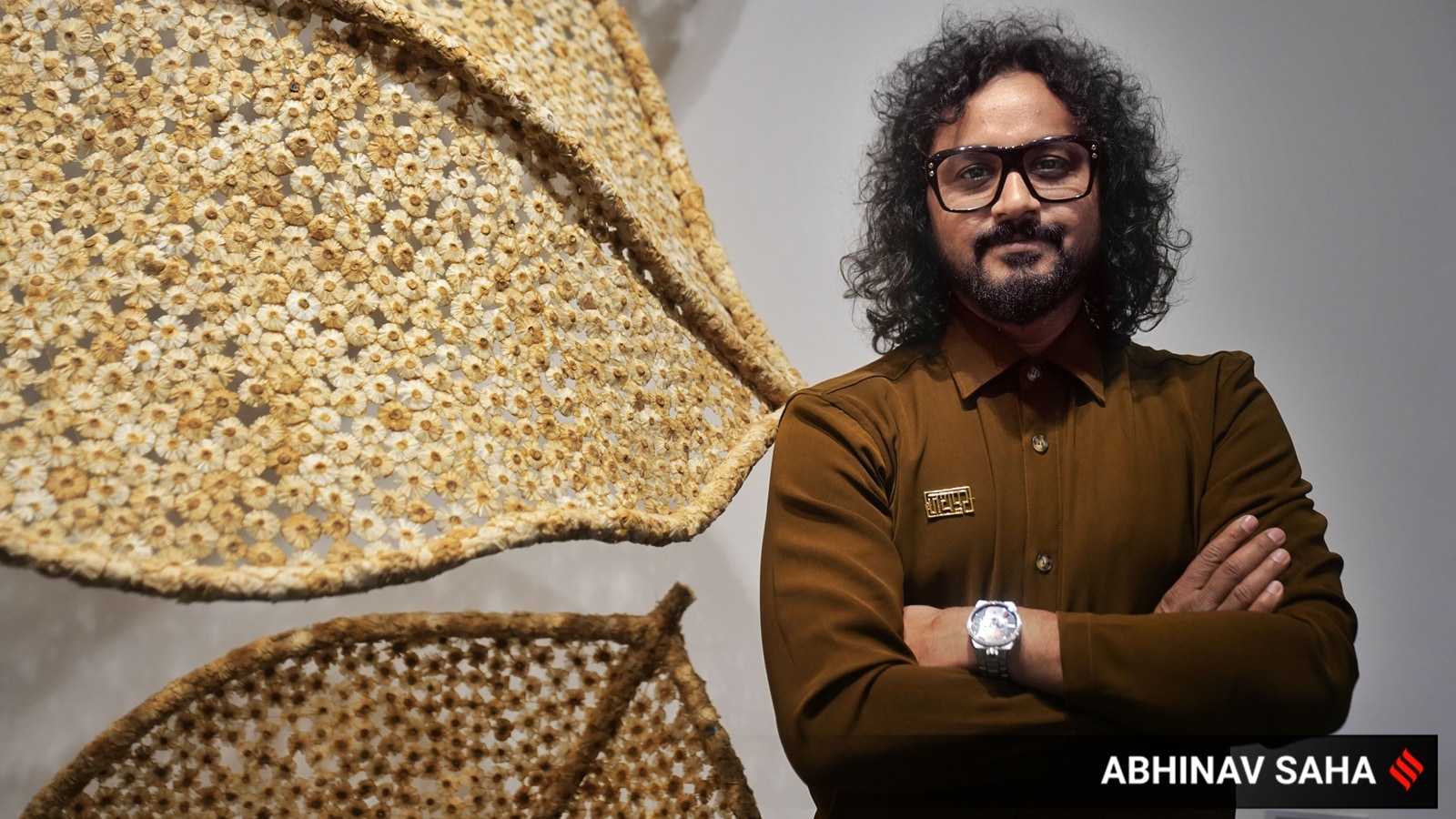 Prashant Pandey with his Cigarette buds installation