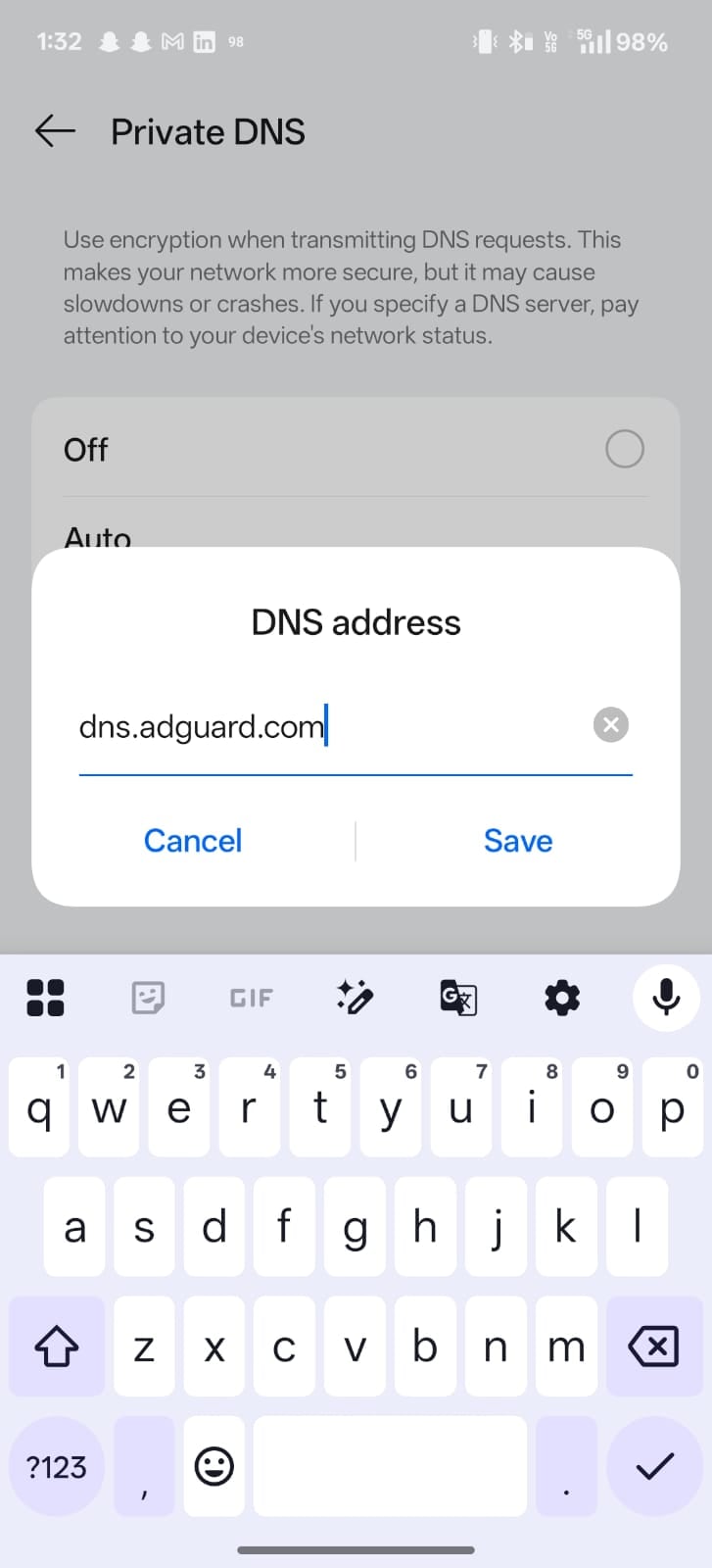 निजी DNS सेट करने में एक मिनट से भी कम समय लगता है।