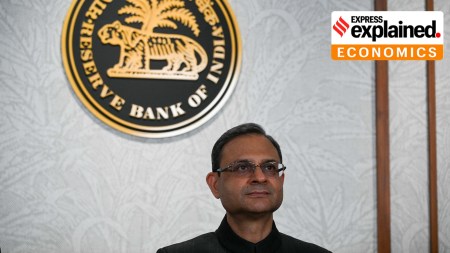 Reserve Bank of India (RBI) Governor Sanjay Malhotra attends a press conference after a monetary policy review in Mumbai in December 2025.