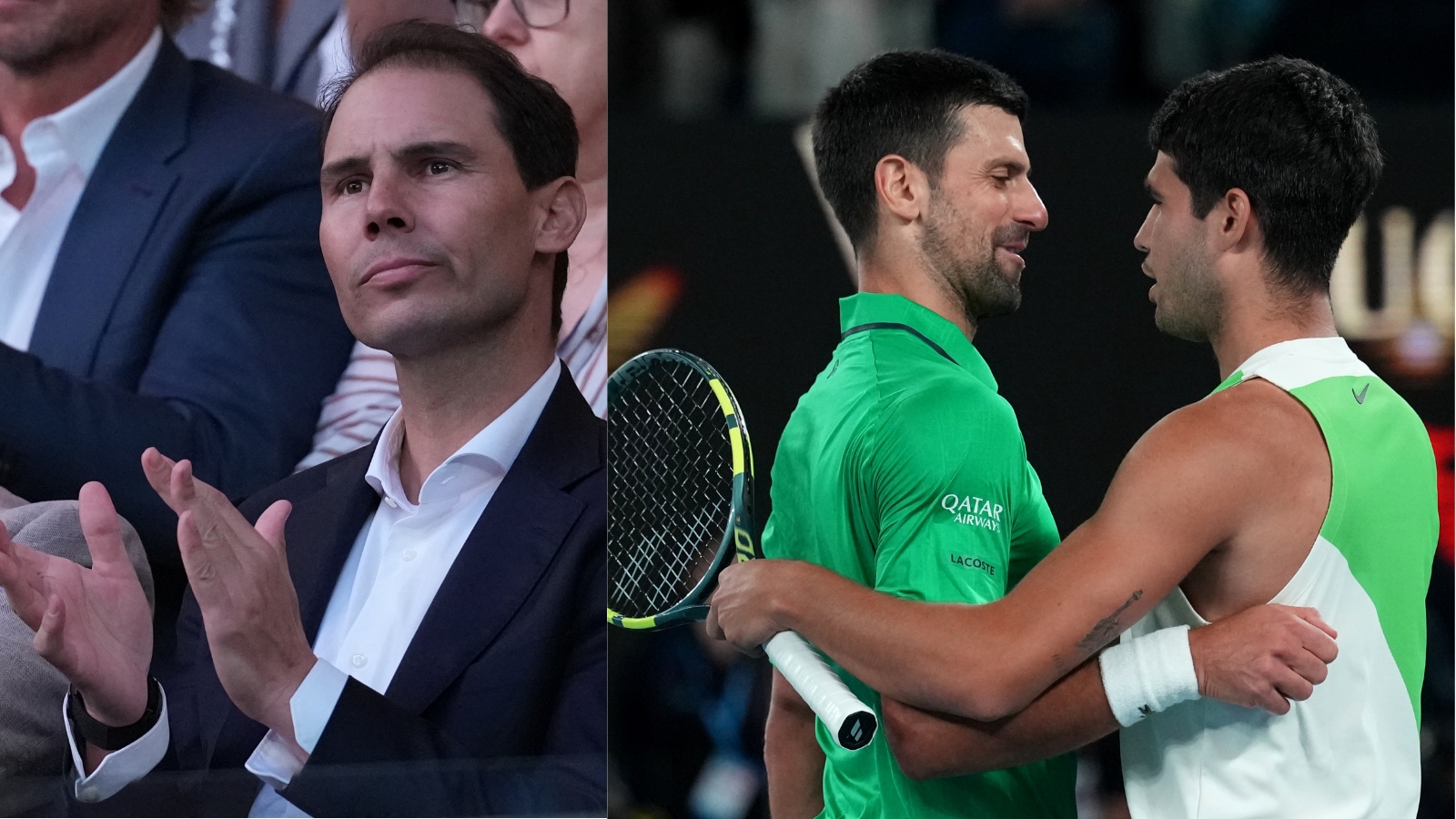 ‘Too many Spanish legends, it felt like I was two against one’: Novak Djokovic’s tribute to a watching Rafael Nadal after his Australian Open loss to Carlos Alcaraz
