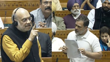Rahul Gandhi, Amit Shah, Rahul Gandhi breach of privilege notice, Rahul Gandhi Amit Shah remarks, Rahul Gandhi privilege notice, breach of privilege Lok Sabha, Amit Shah allegations, Rahul Gandhi unparliamentary remarks, Sanjay Jaiswal notice, Anurag Thakur privilege notice, Lok Sabha Speaker Om Birla, Public Examination Amendment Bill 2026, parliamentary privilege, Indian Express news
