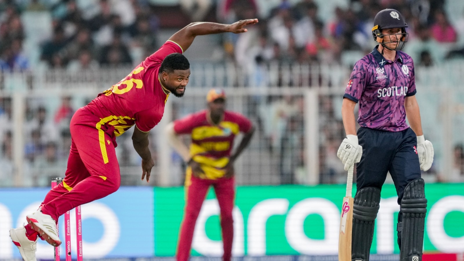 Romario Shepherd becomes first West Indian to take a T20 World Cup hat-trick, claims four wickets in an over vs Scotland