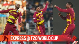 West Indies spinners Roston Chase, Gudakesh Motie and Akeal Hosein in action during T20 Wold Cup 2026. (PHOTO: AP)