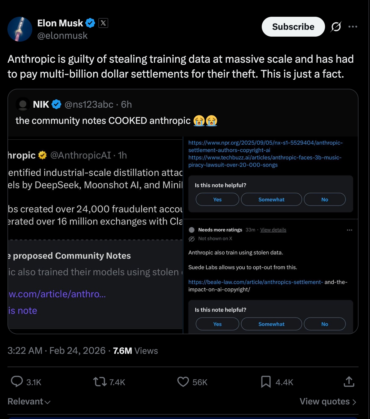 Elon Musk on Anthropic