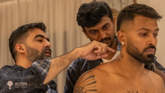 Hardik Pandya tattoo for Valentine Mahieka Sharma