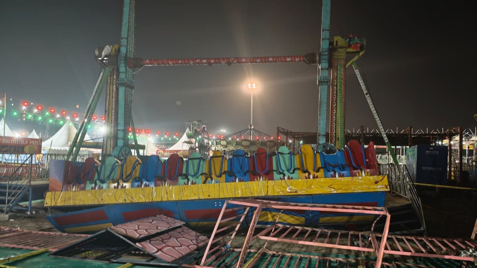 Days after swing collapse killed inspector at Surajkund Mela | Ride section cordoned off, cops stationed round the clock, but the show goes on Days after swing collapse killed inspector at Surajkund Mela | Ride section cordoned off, cops stationed round the clock, but the show goes on