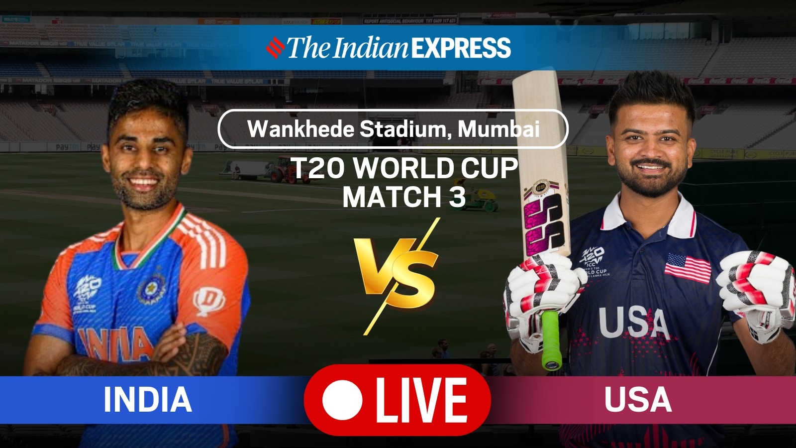 India vs USA Live Score, T20 World Cup 2026: Mohammed Siraj picks Saiteja Mukkamalla for IND vs USA in Mumbai