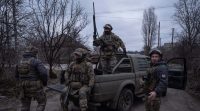 Soldiers are at a pickup before assignments on the frontline near Kostyantynivka, Donetsk region, Ukraine. (AP Photo)