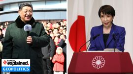 Chinese President Xi Jinping and Japanese Prime Minister Sanae Takaichi. (AP photos)