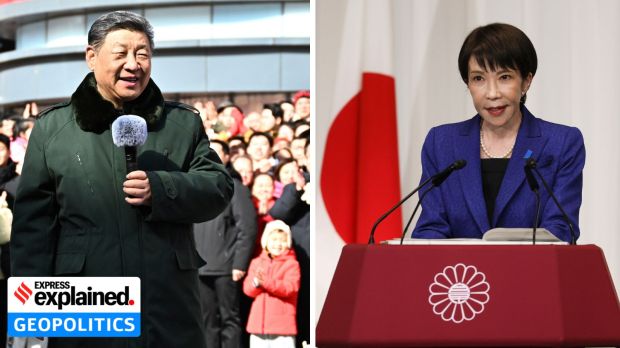 Chinese President Xi Jinping and Japanese Prime Minister Sanae Takaichi. (AP photos)