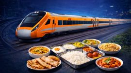 “Now relish Non-Veg. meal option on Train No: 27575/27576 Howrah-Kamakhya & Kamakhya–Howrah Vande Bharat Sleeper Express,” says IRCTC. (Image generated using AI)