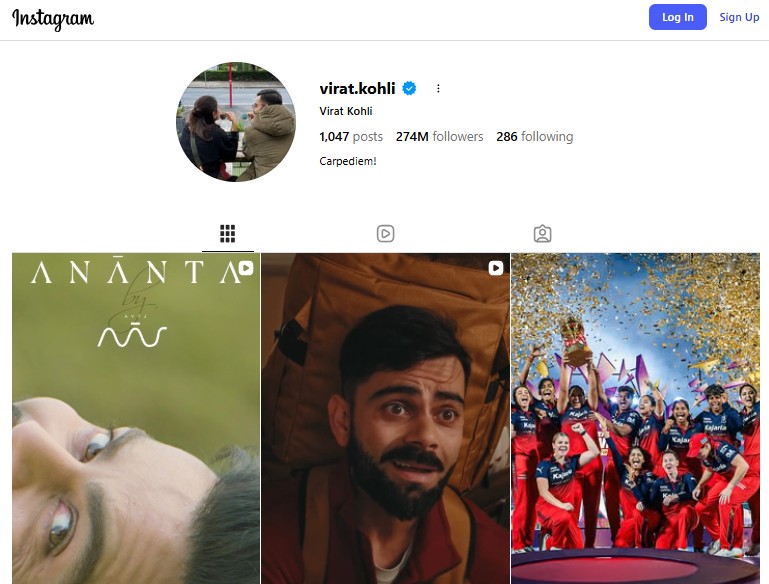 Virat Kohli Instagram