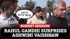 Moment Captured Outside Parliament As Rahul Gandhi Appears During Ashwini Vaishnaw’s Remark
