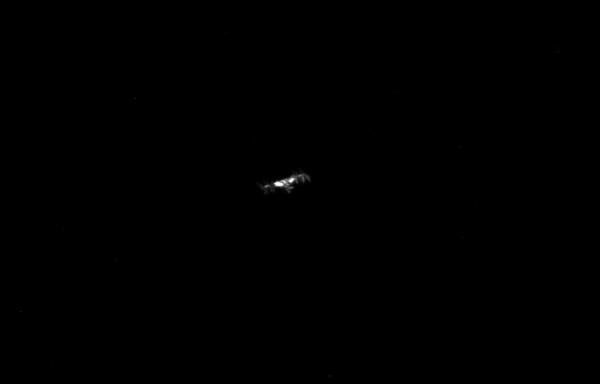 The International Space Station (ISS), as captured by the satellite. 