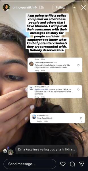 RJ Princy Parikh's Instagram story