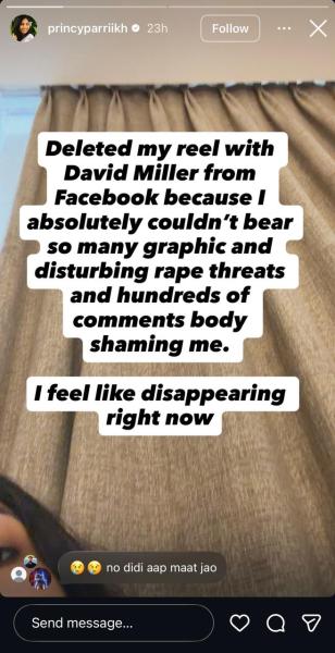 RJ Princy Parikh's Instagram story