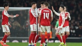 Arsenal manager Mikel Arteta, who played in the midfield for the Gunners before making the transition to the touchline and dugout, wasn’t ready to let it pass, claiming the impression is just the opposite in other countries. (AP Photo)