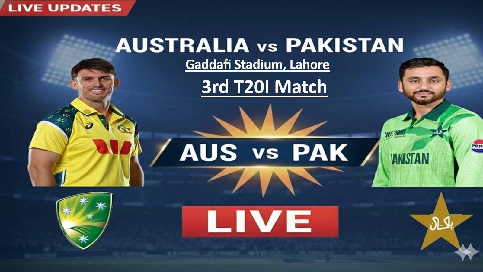 Pakistan vs Australia 3rd T20I Live Cricket Score: PAK wins toss and opts to bat first vs AUS in Lahore
