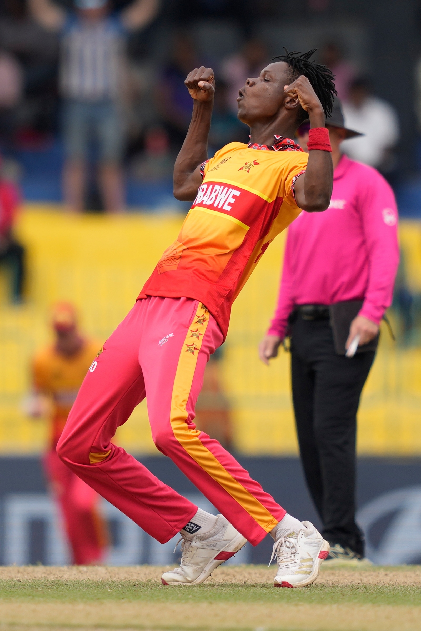 Muzarabani, the tall fast bowler, is known to crack good pace and has been earmarked as the one who would overtake Heath Streak records. (AP Photo)