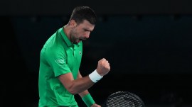 Novak Djokovic is looking at another date with history on Sunday at the Australian Open. (AP Photo)