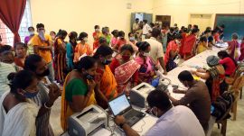 Hundreds of women queued up to enroll for the scheme "Lakshmi Bhandar" (Express Photo/File)