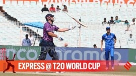After being sent in to bat by Italy, Scotland’s George Munsey started the innings with two fours, both coming off thick edges, as pacer Ali Hasan’s first over went for 10 runs. (Express Photo by Partha Paul)