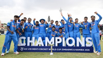 India defeated England by 100 runs in the final at Harare Sports Club on Friday to lift the title for the sixth time. (ICC Photo)