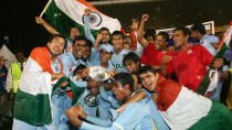 India U-19 team celebrating with the trophy after winning the U19 World Cup in 2008. (File photo)