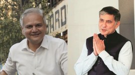 Newly elected municipal councillor Makarand Narwekar and Mumbai’s civic chief, Bhushan Gagrani on tax