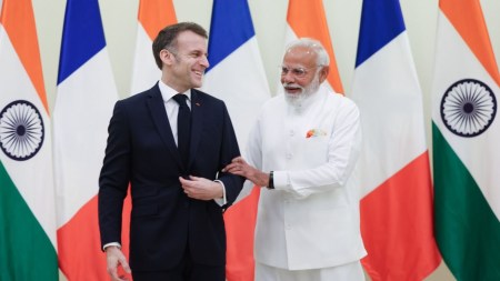 PM Modi and France President Emmanuel Macron in Mumbai