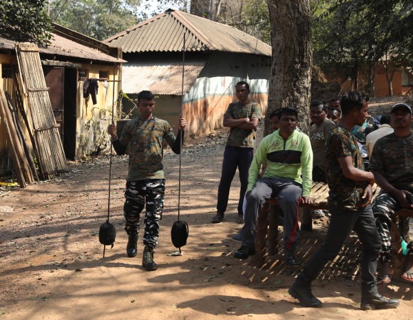 Local youths of Gajagram, under the Belpahari Range in Jhargram, step up as Hula Parties leading the frontline effort to gently drive elephants away from human settlements and reduce conflict between humans and Elephants . (Express photo by Partha Paul)